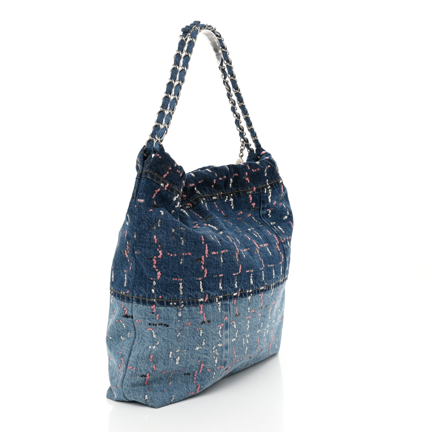 CHANEL Denim Sequin Chanel 22 Blue 1679319 | FASHIONPHILE