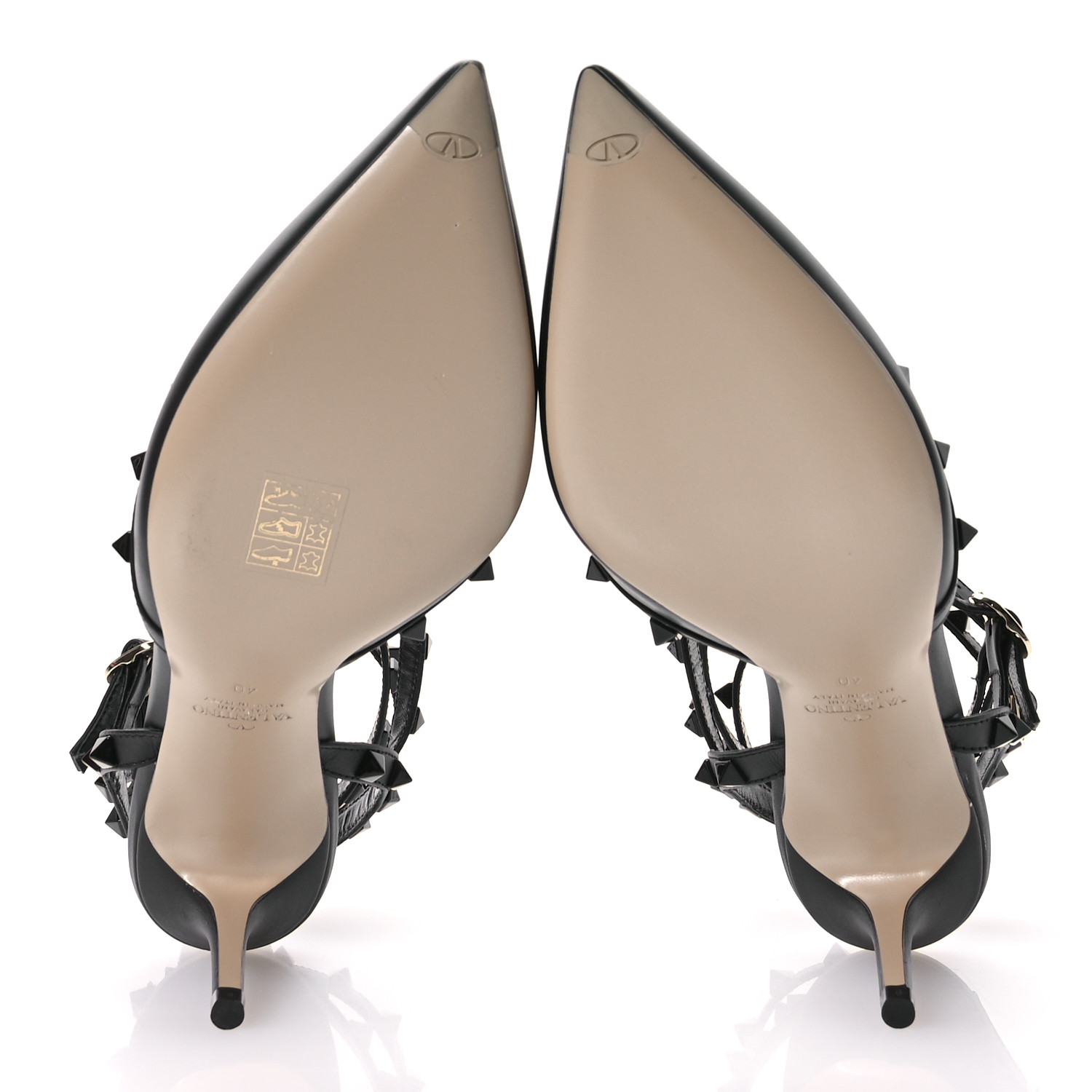 VALENTINO GARAVANI Calfskin Nappa Monochrome Rockstud Ankle