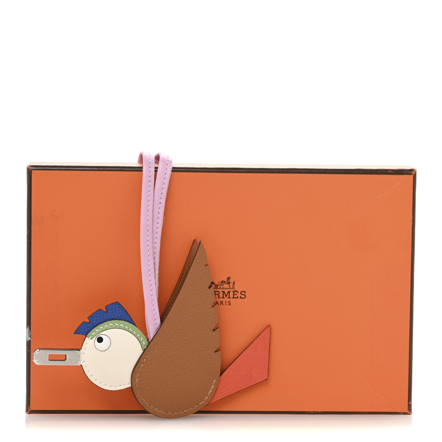 HERMES Epsom Swift Chevre Mysore Birdy Bag Charm Mauve