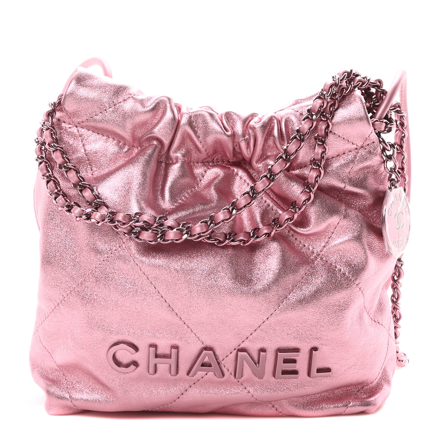 inuchanslピンク CHANEL Metallic Lambskin Lacquered Monochrome Quilted Mini