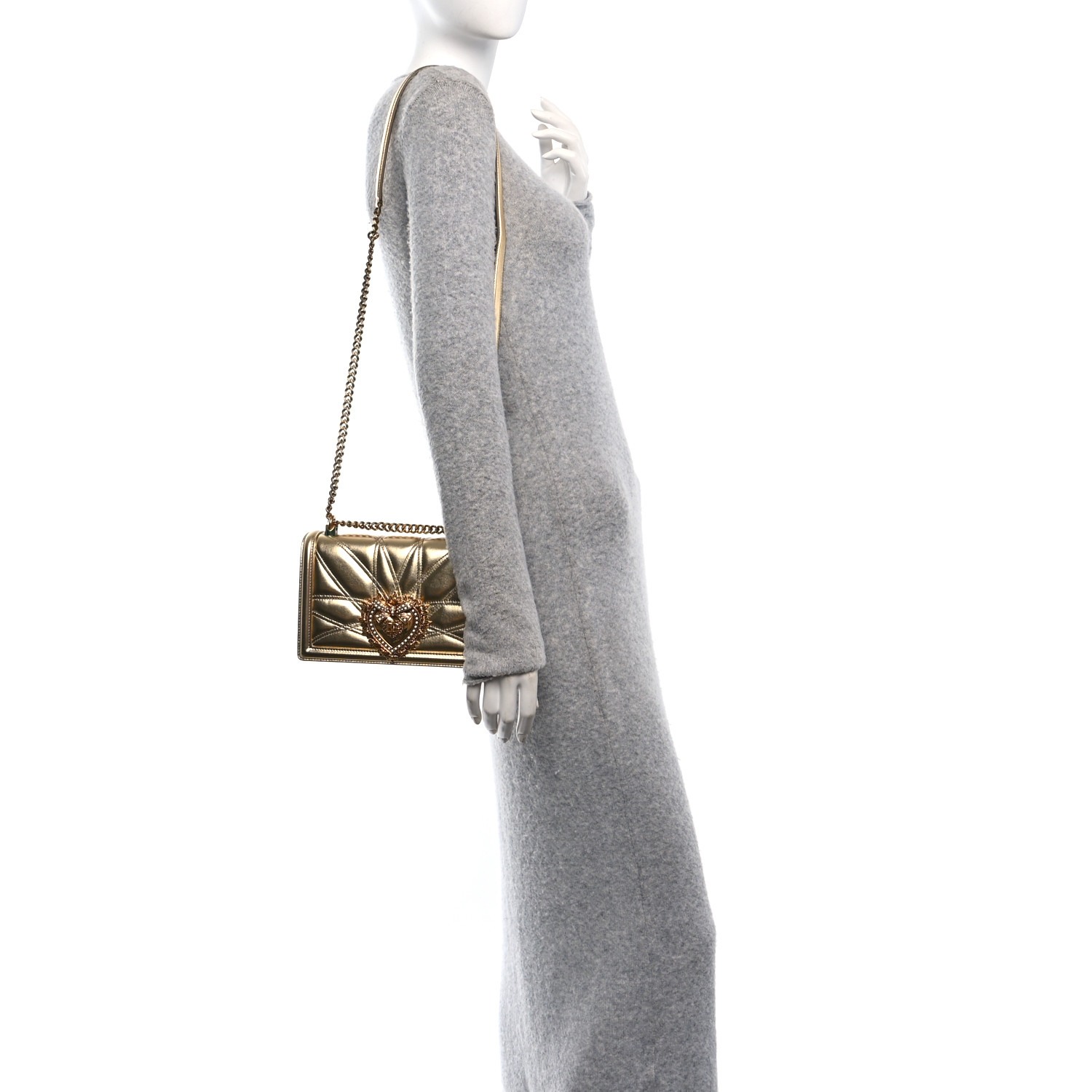 DOLCE & GABBANA Metallic Nappa Quilted Medium Devotion