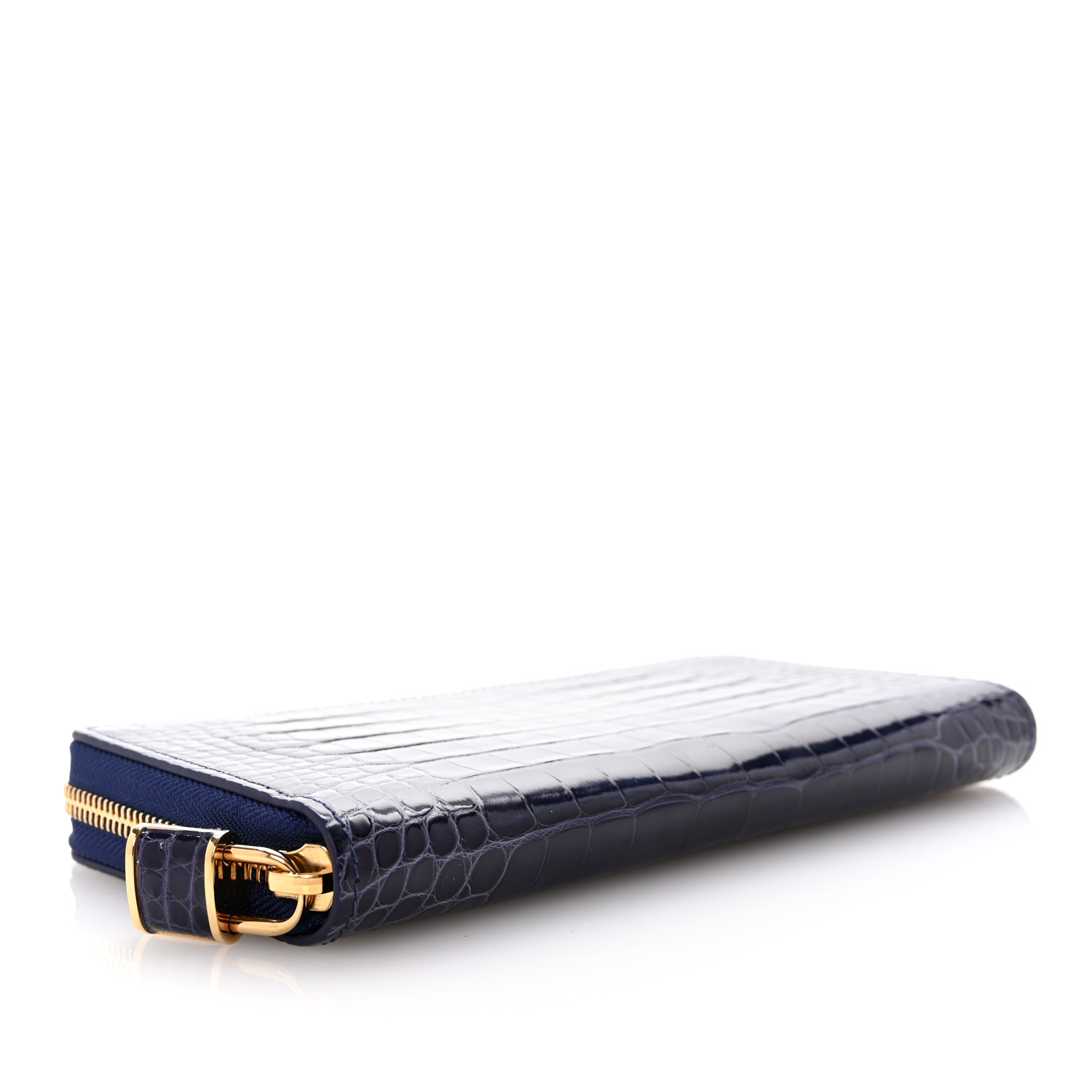 LOUIS VUITTON Matte Alligator Zippy Padlock Wallet Blue