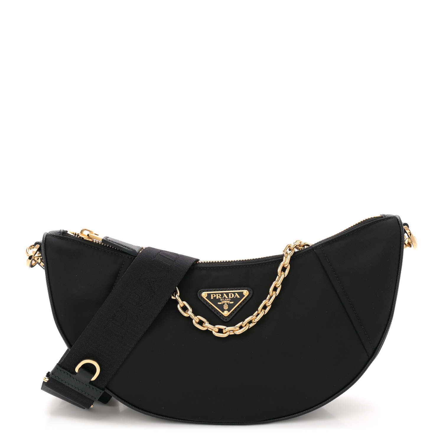 ショルダーバッグ・ポシェット PRADA PRADA DEMI-LUNE SHOULDER BAG BLACK IN RE-NYLON Black Prada Demi-lune Re-Nylon shoulder bag | PRADA