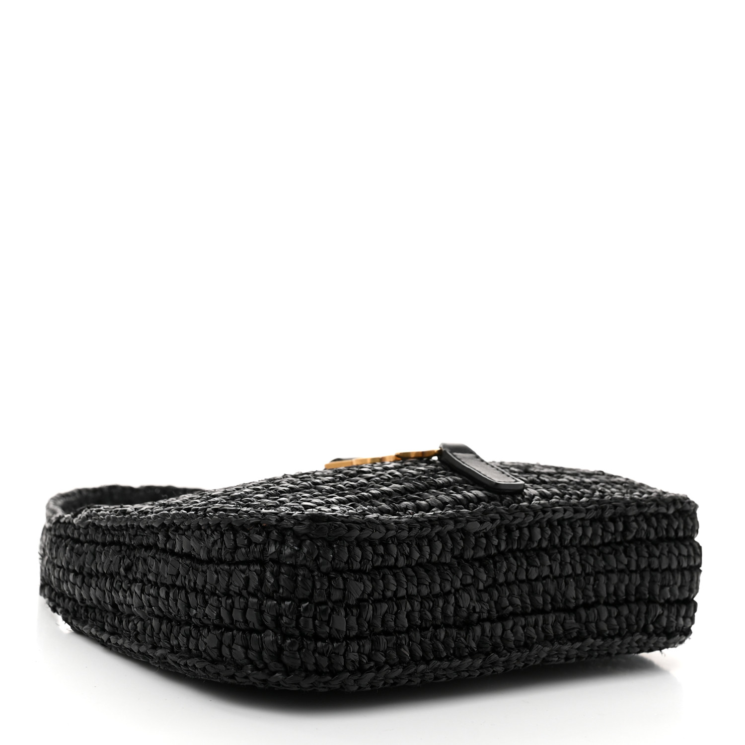 【Saint Laurent】le 5 a 7 ミニ raffia/leather Black Le 5 à 7 Mini raffia shoulder bag in black - Saint Laurent