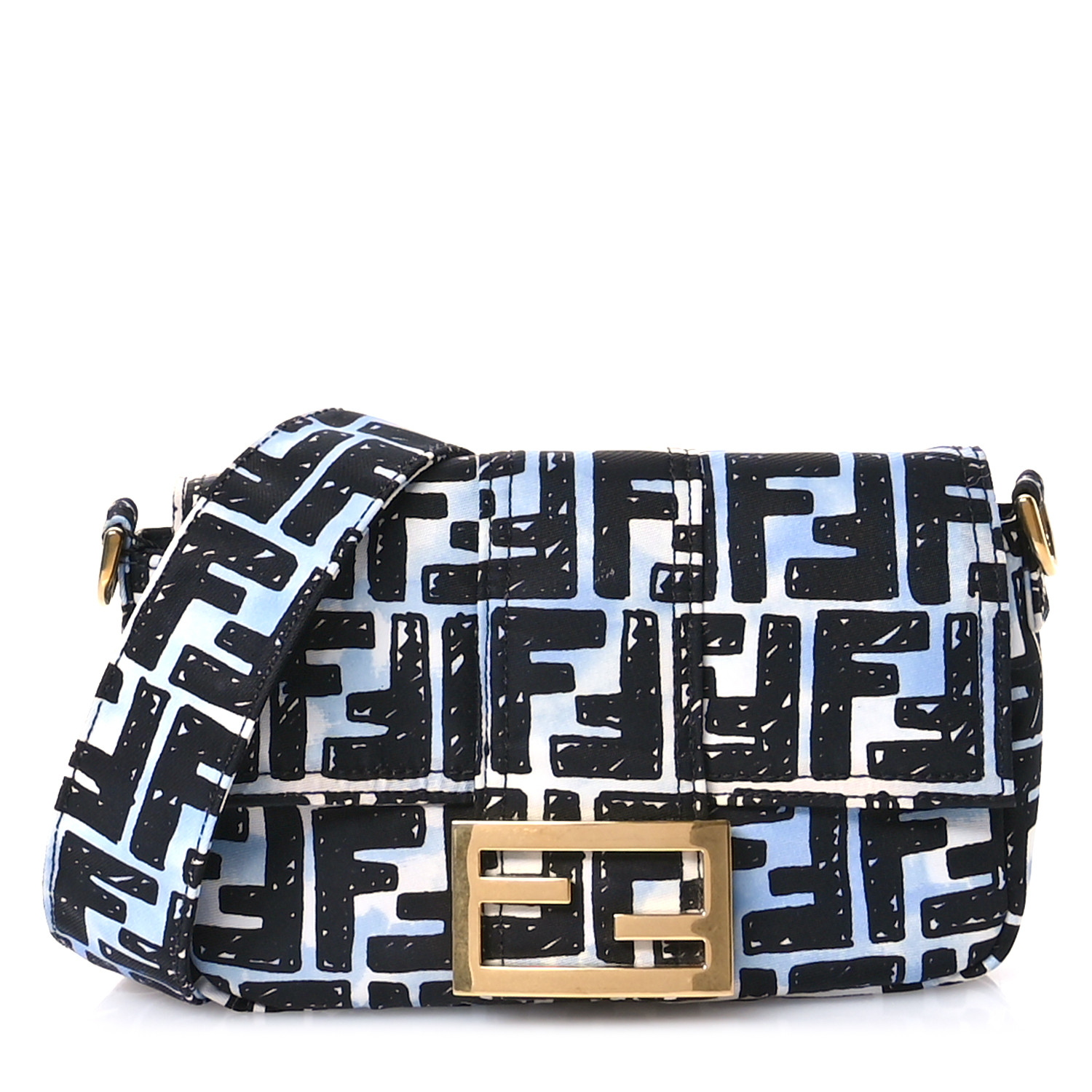 FENDI X JOSHUA VIDES Nylon FF Cloudy Mini Belt Baguette Bag