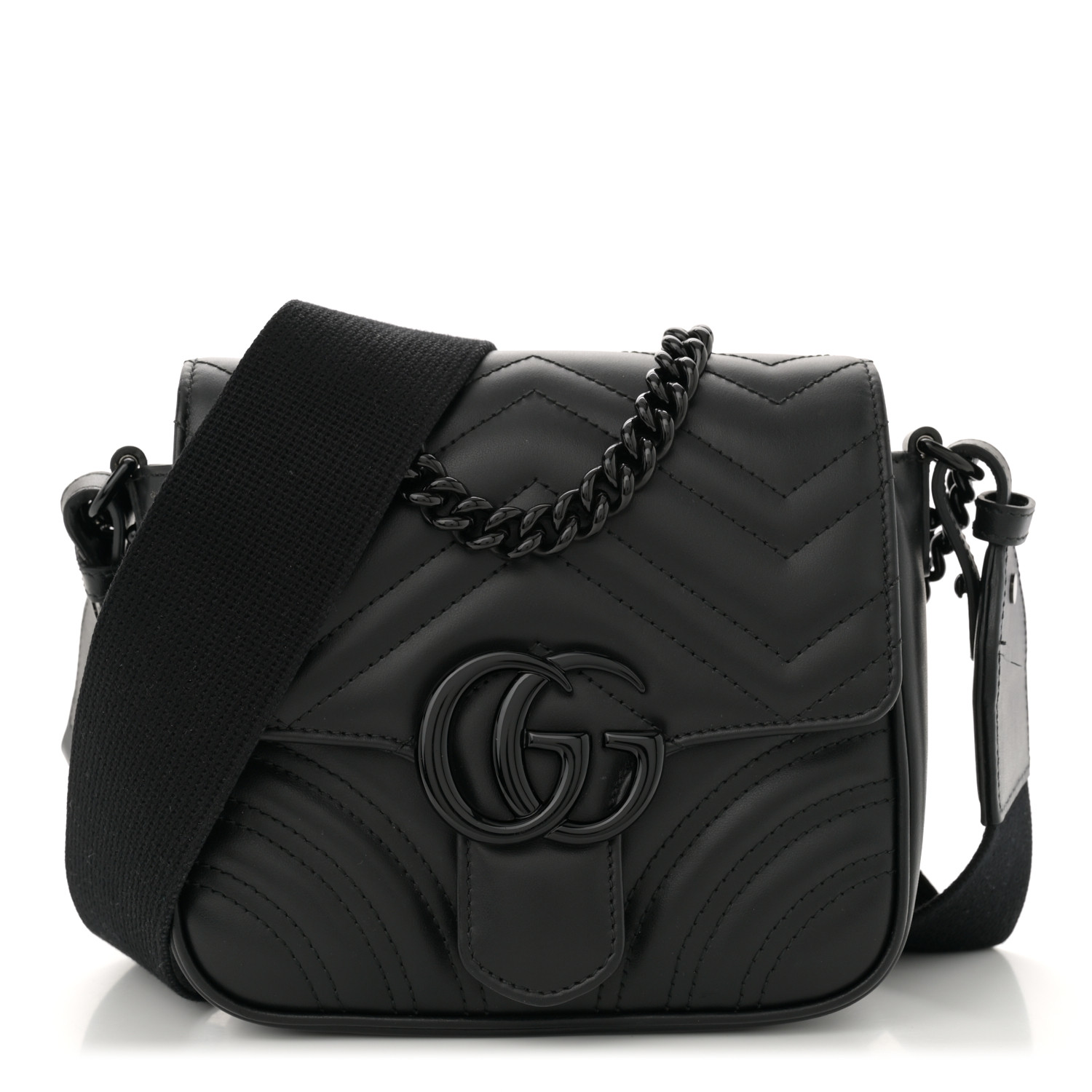 ハンドバッグ GUCCI Woman Handbag Black Gucci GG Marmont Small Black Leather Women's Shoulder Bag