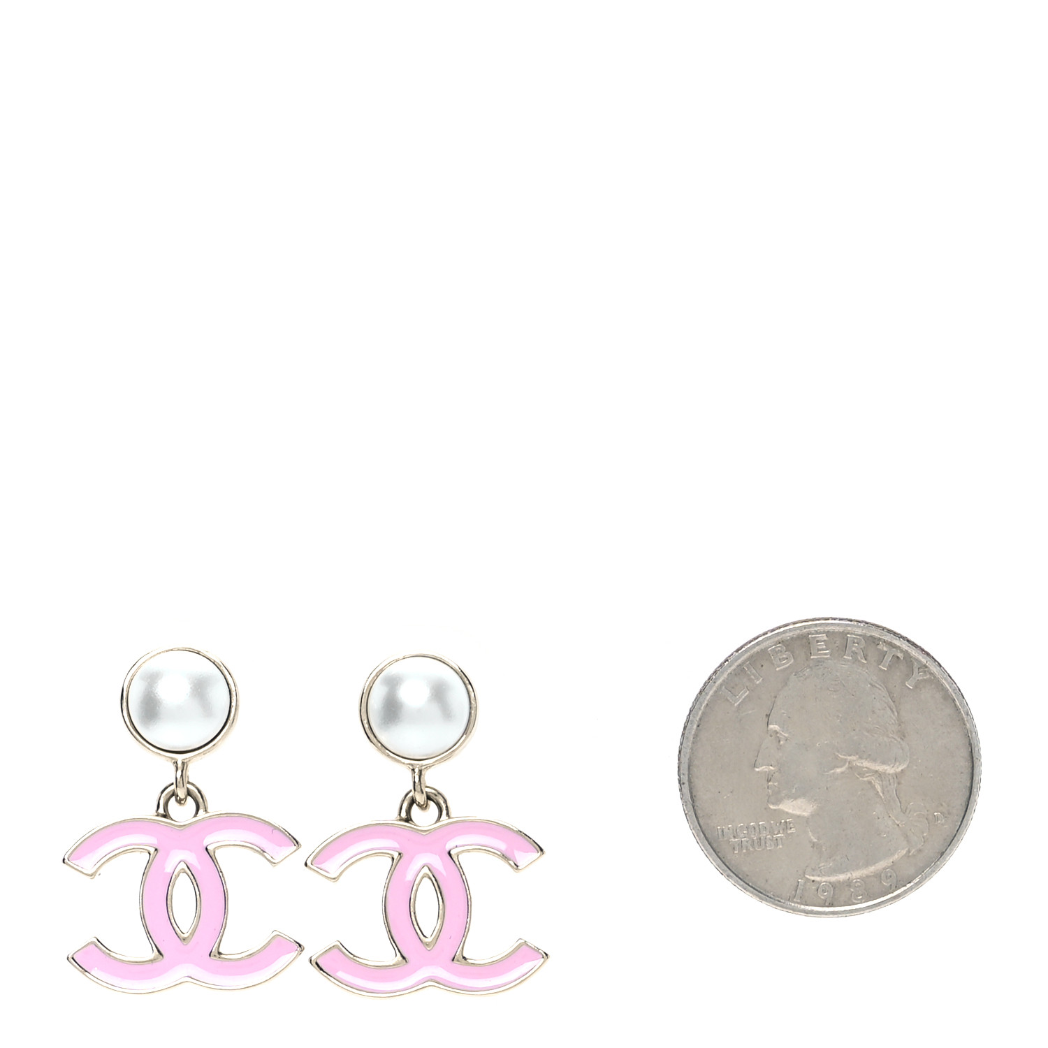CHANEL Pearl Enamel CC Drop Earrings Pink 1653399 | FASHIONPHILE