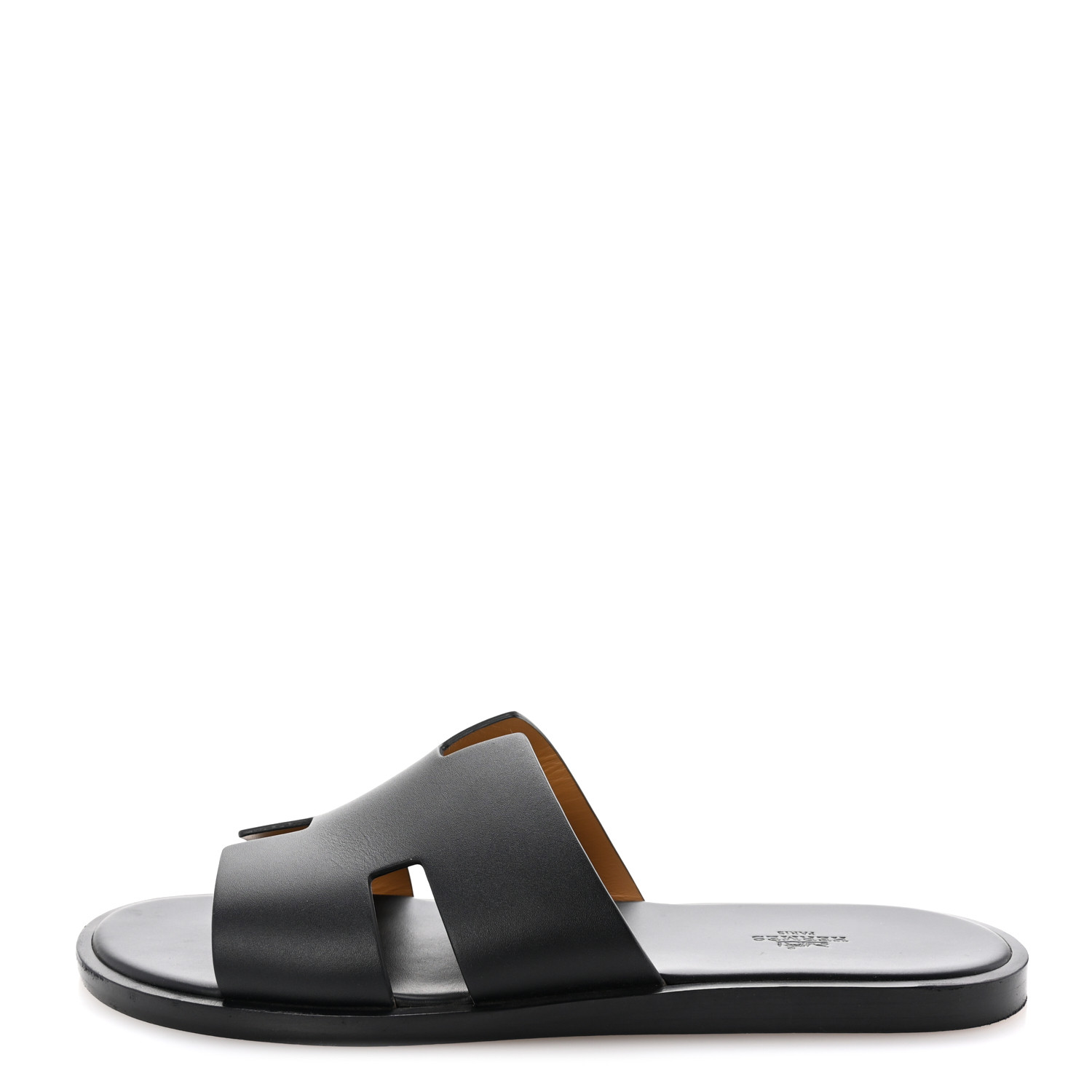 HERMES Calfskin Mens Izmir Sandals 44 Black 1663359