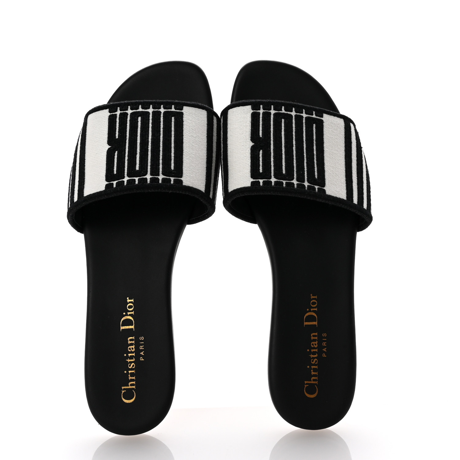 Christian Dior DWAY キャンバス サンダル ミュール ロゴ Dior Sandal Black & Creme Dway Wedge Mule Natural Canvas