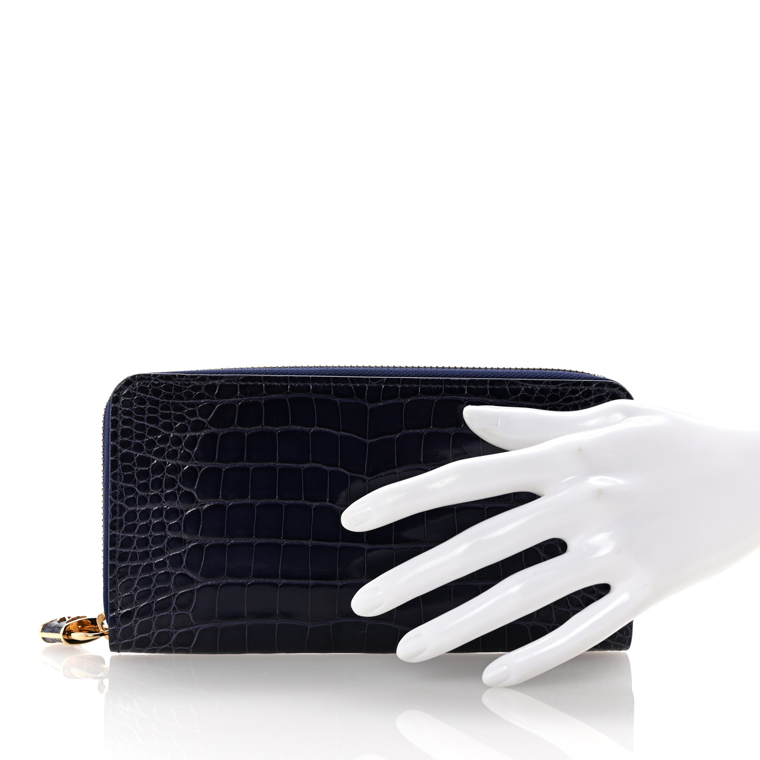 LOUIS VUITTON Matte Alligator Zippy Padlock Wallet Blue