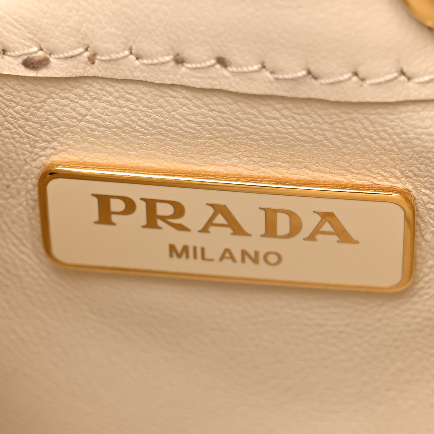PRADA Vernice Metal Triangle Logo Mini Drawcord Pouch