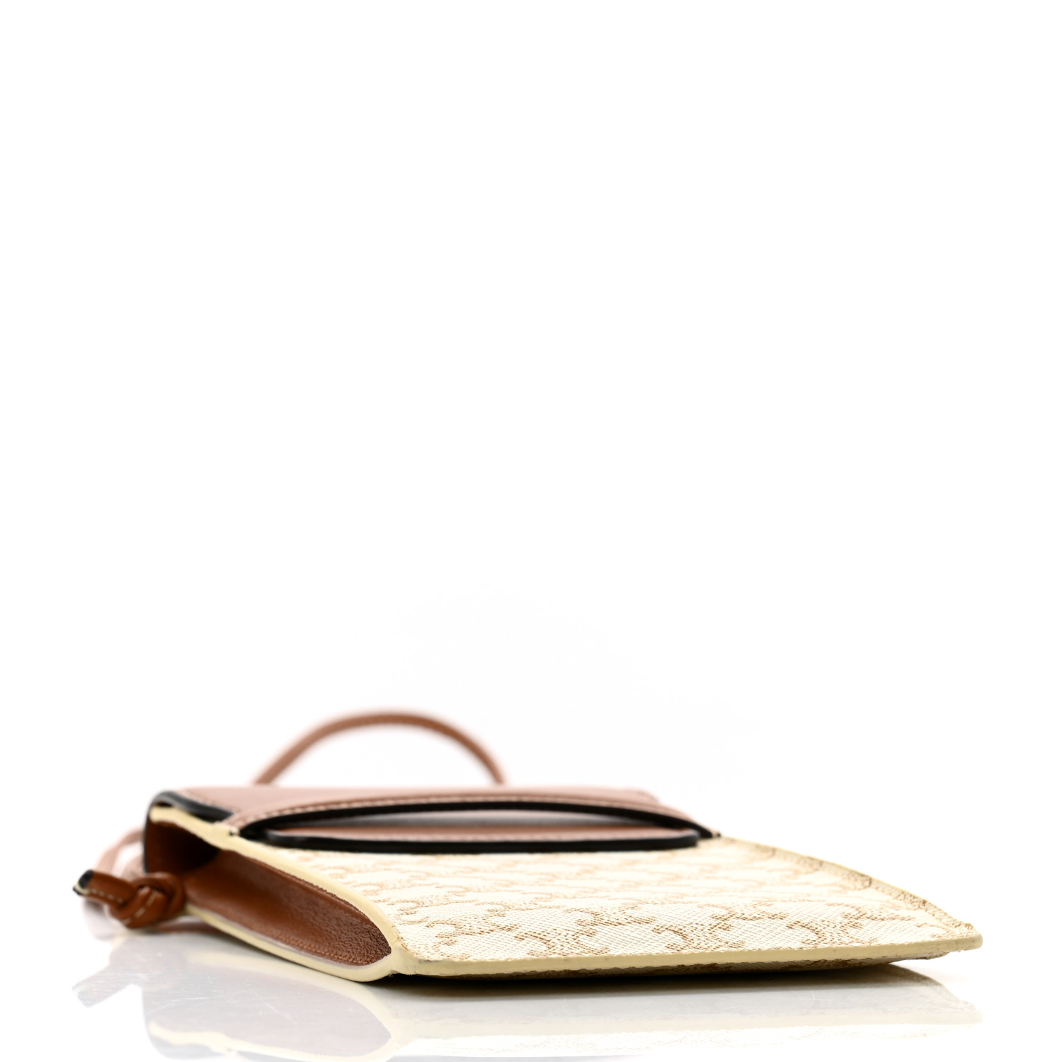 CELINE Triomphe Canvas Lambskin Phone Pouch With Flap White