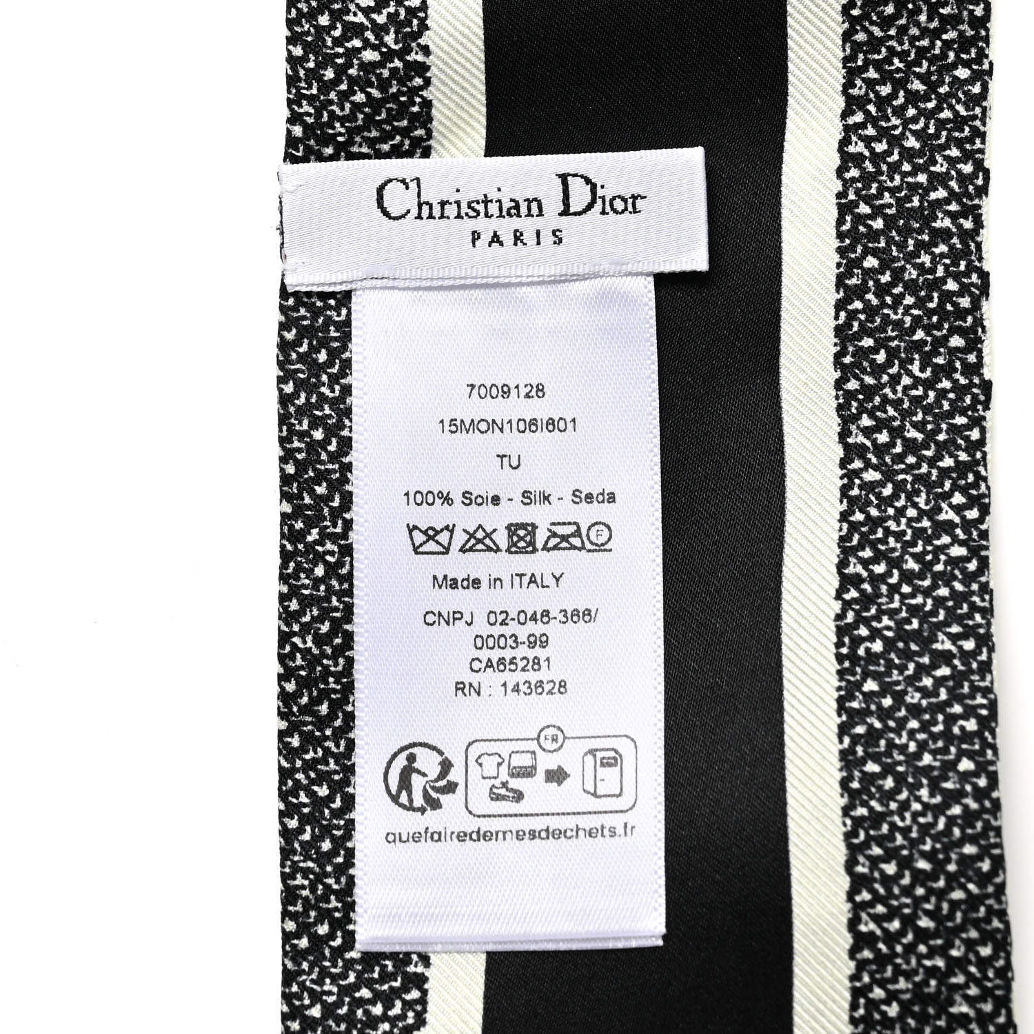 CHRISTIAN DIOR Silk Houndstooth Mitzah Scarf Black White