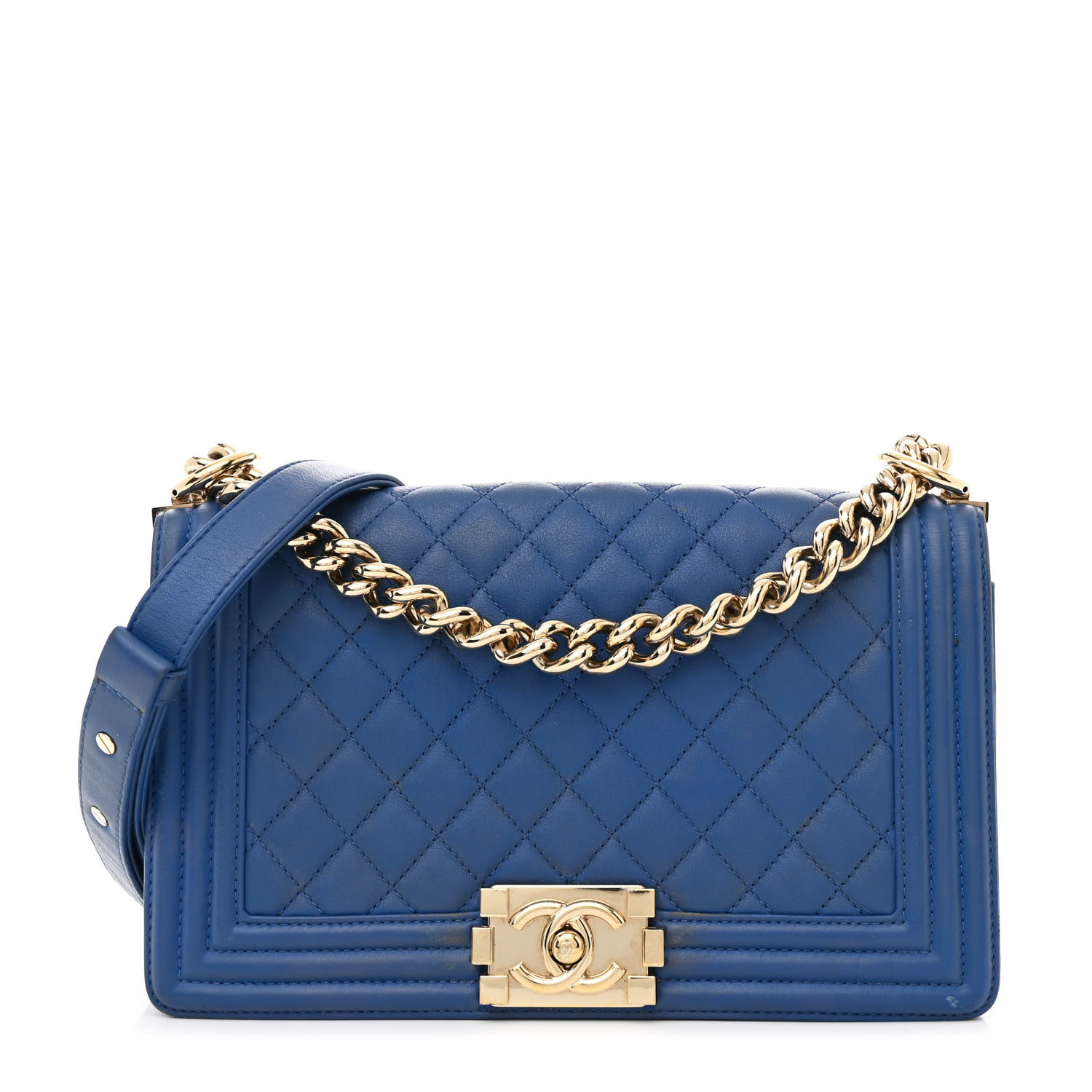 ショルダーバッグ・ポシェット × ヴィンテージ(中古) Chanel Caviar Boy Flap Bag AS0130 CHANEL Lambskin Quilted Medium Boy Flap Blue 1663337