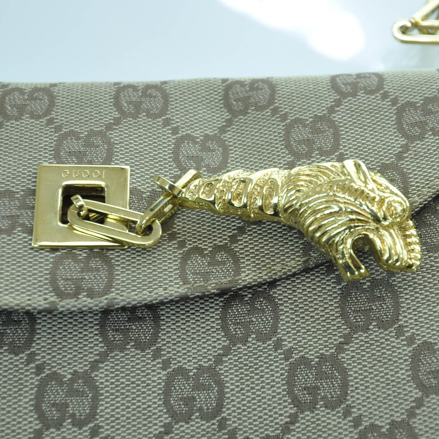 GUCCI Monogram Tiger Charm Shoulder Bag 29244 | FASHIONPHILE