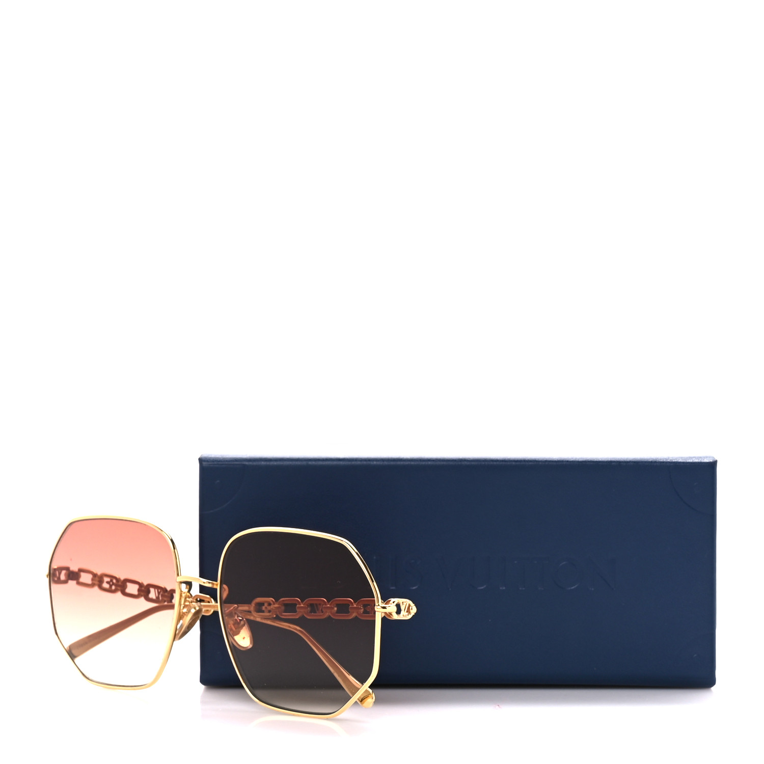 LOUIS VUITTON Metal My LV Chain Round Sunglasses Z1650W Gold