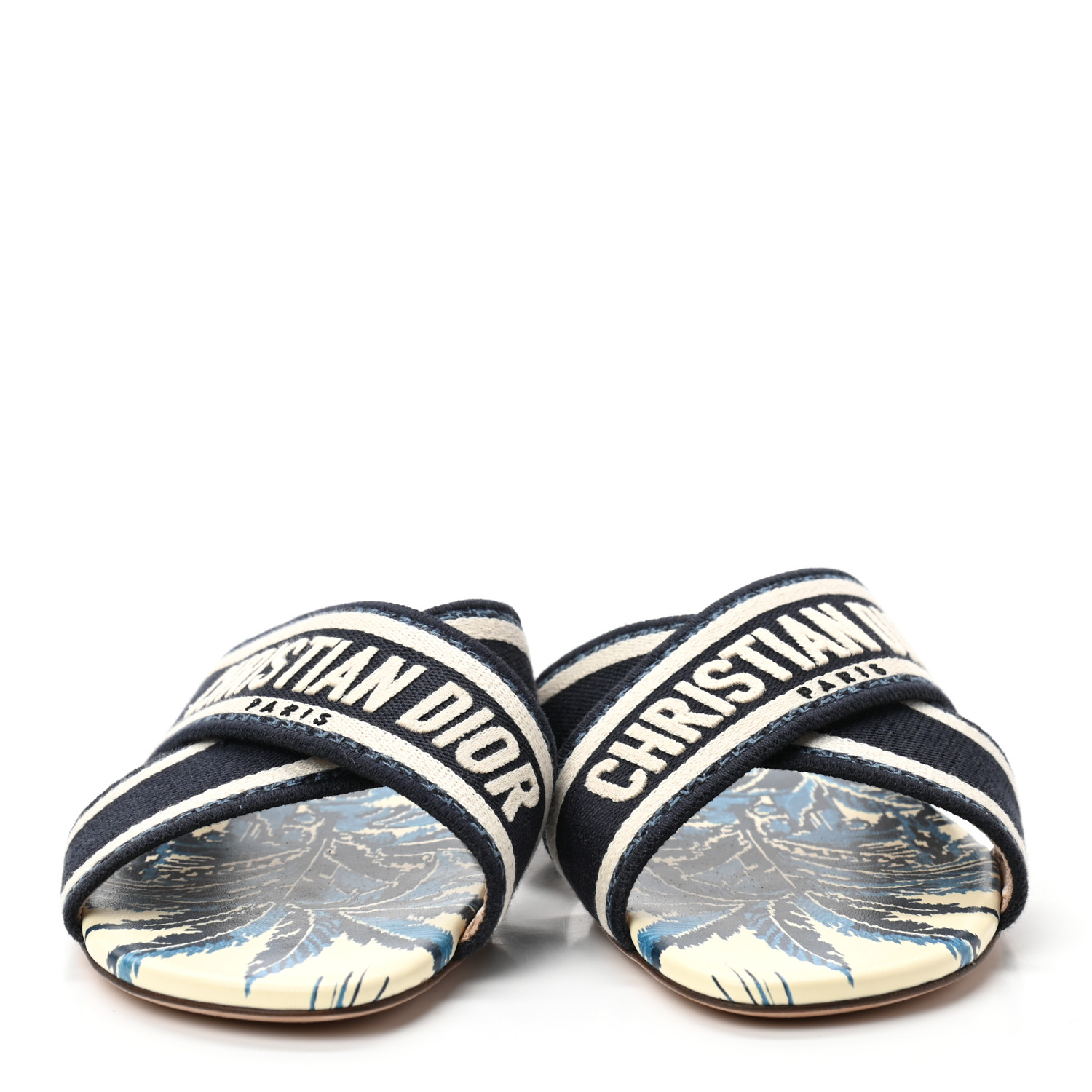 Christian Dior - けぇこ☆ Dway Slide Deep Blue Embroidered Cotton | DIOR