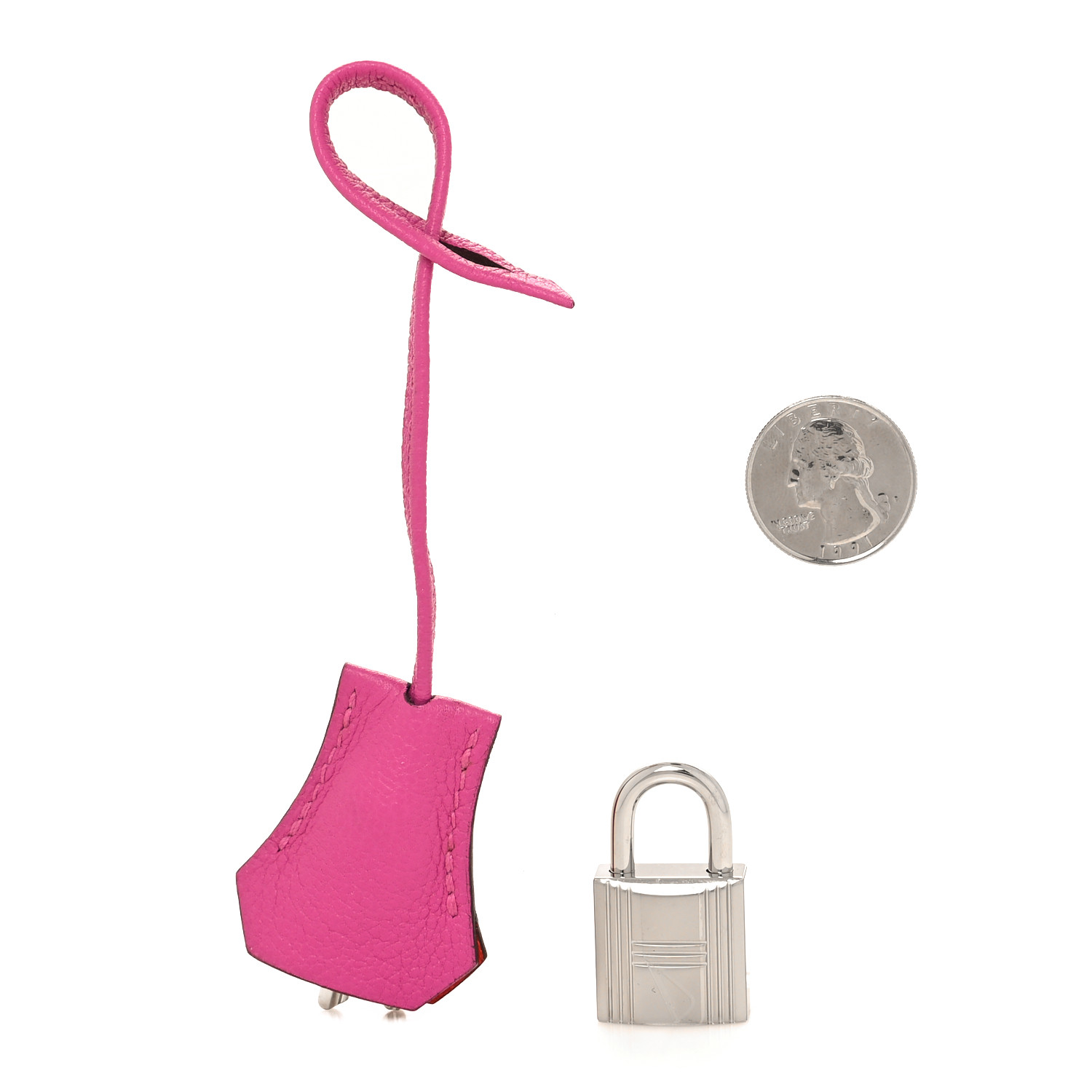 HERMES Evercolor Lock and Key Clochette Set Rose Pourpre