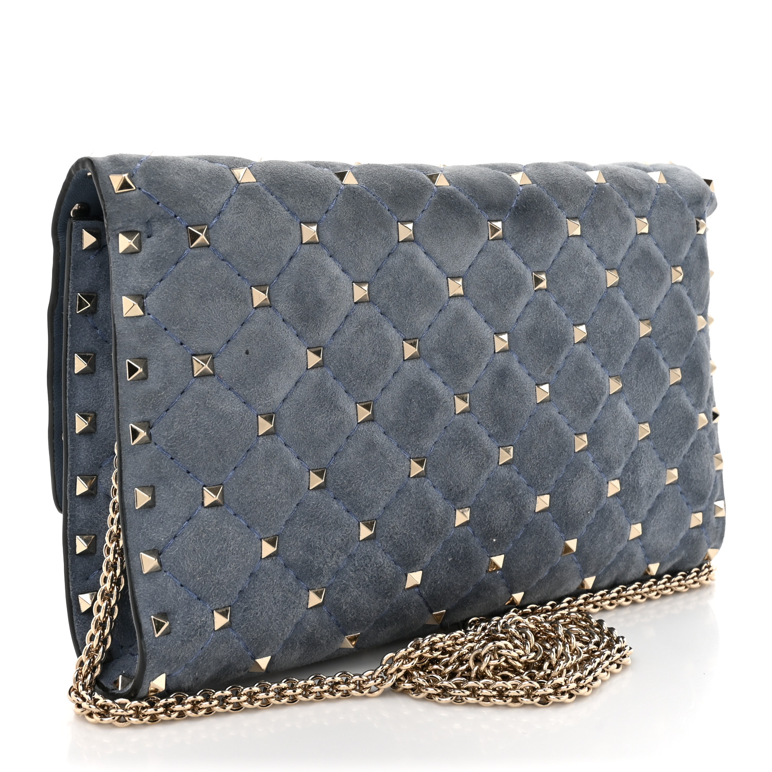 VALENTINO GARAVANI Suede Rockstud Spike Wallet on Chain