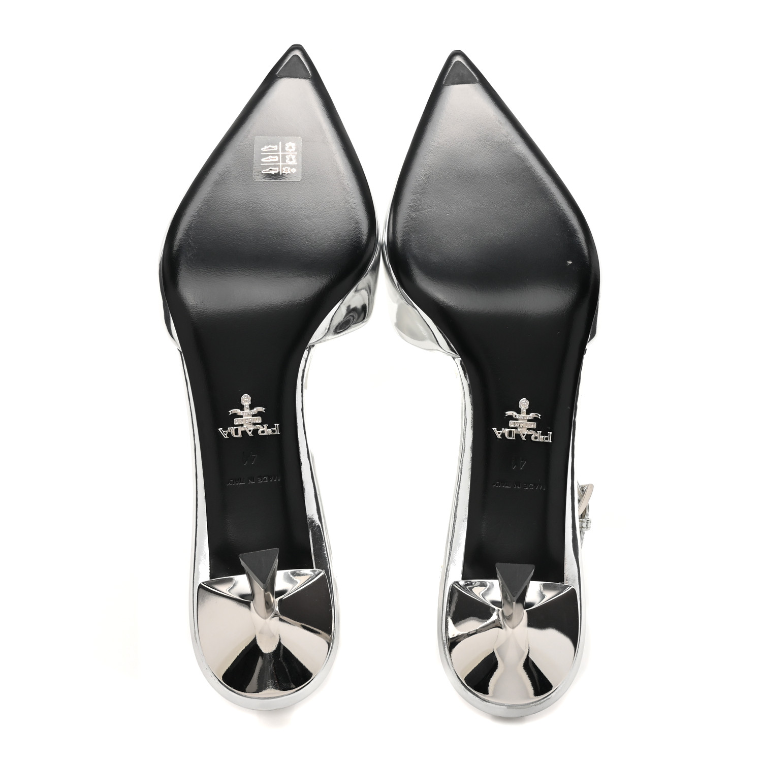 PRADA Metallic Calfskin Pointed Toe Pumps 41 Argento 1621497