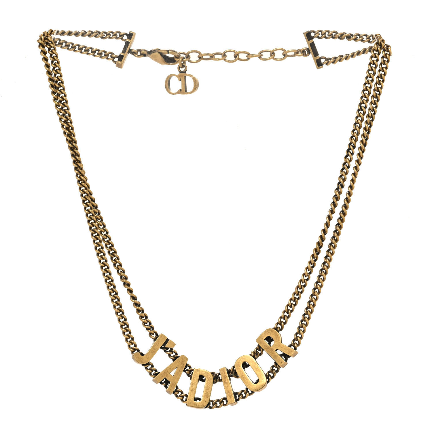 CHRISTIAN DIOR Metal J'Adior Choker Necklace Aged Gold