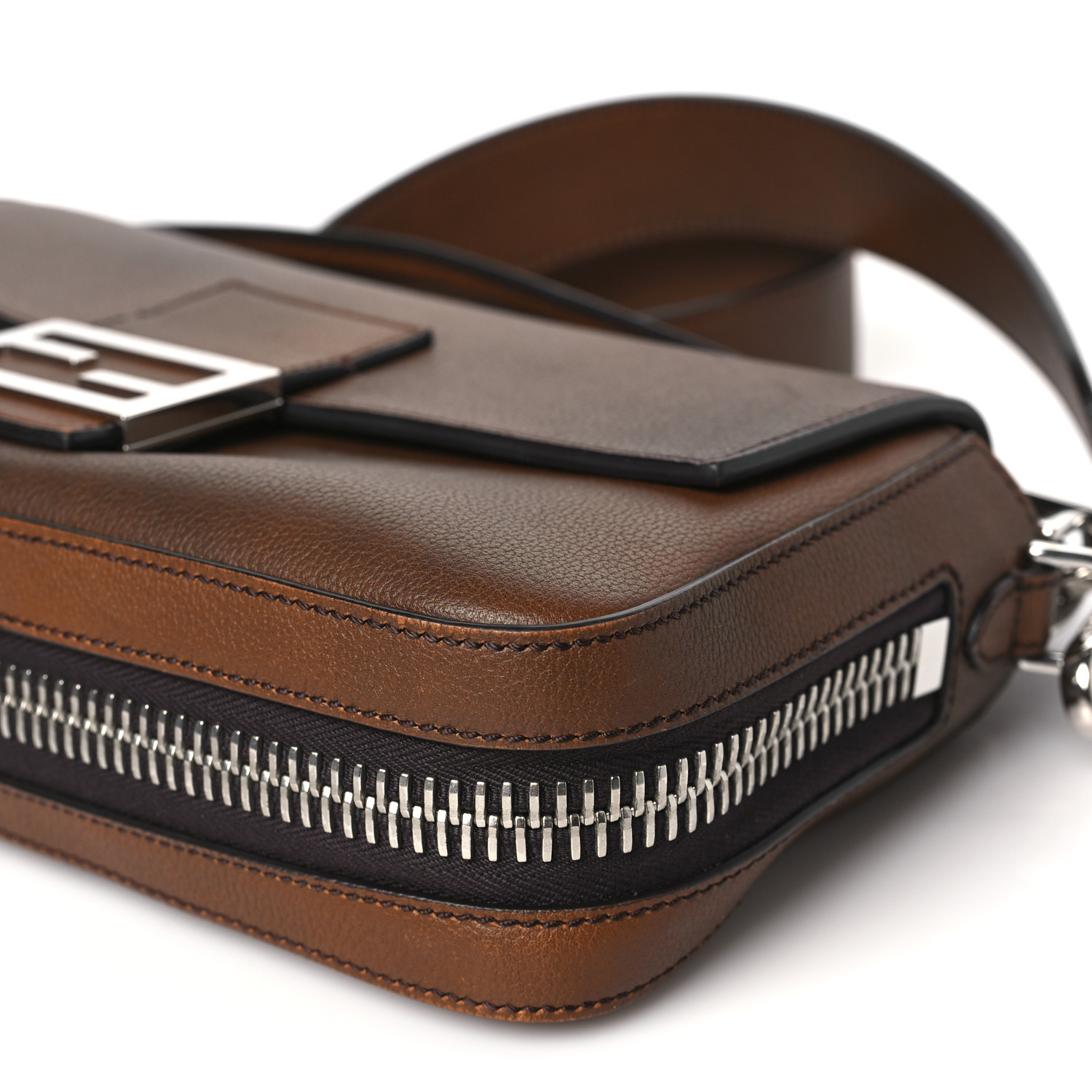 ★Fallett★ Vegan leather baguette bag brown Baguette leather handbag Fendi Brown in Leather - 45127736
