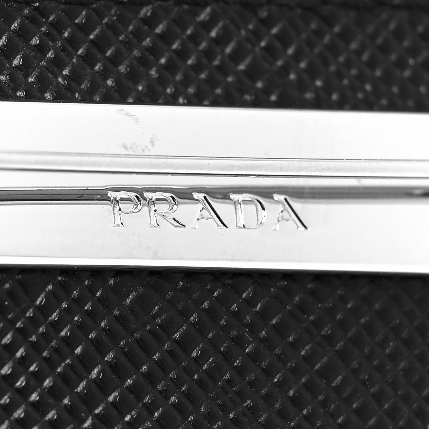 PRADA Saffiano Enamel Logo Triangle Pin Black 1199568