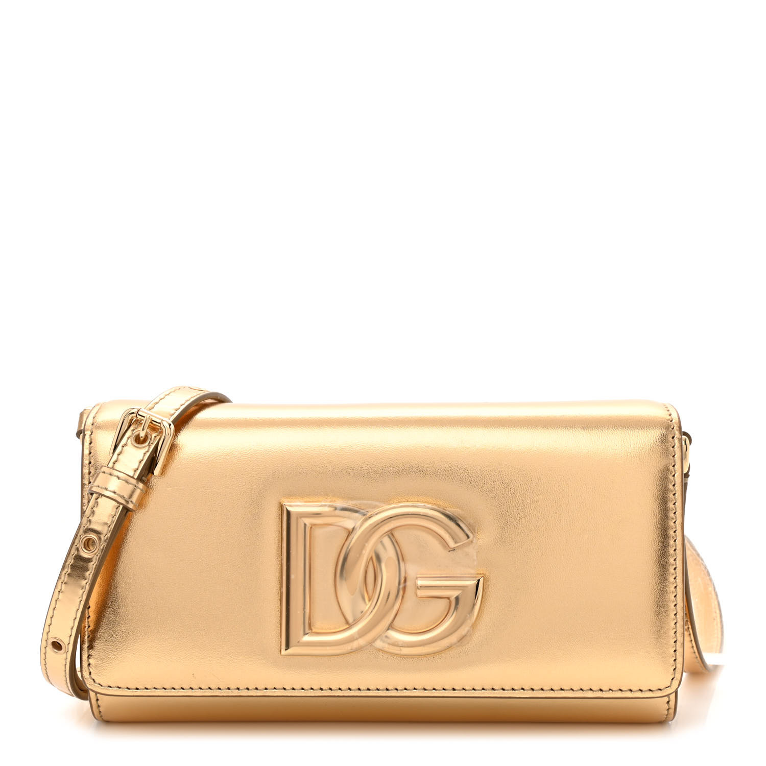 DOLCE & GABBANA Metallic Lambskin DG 3.5 Clutch Gold 1206945