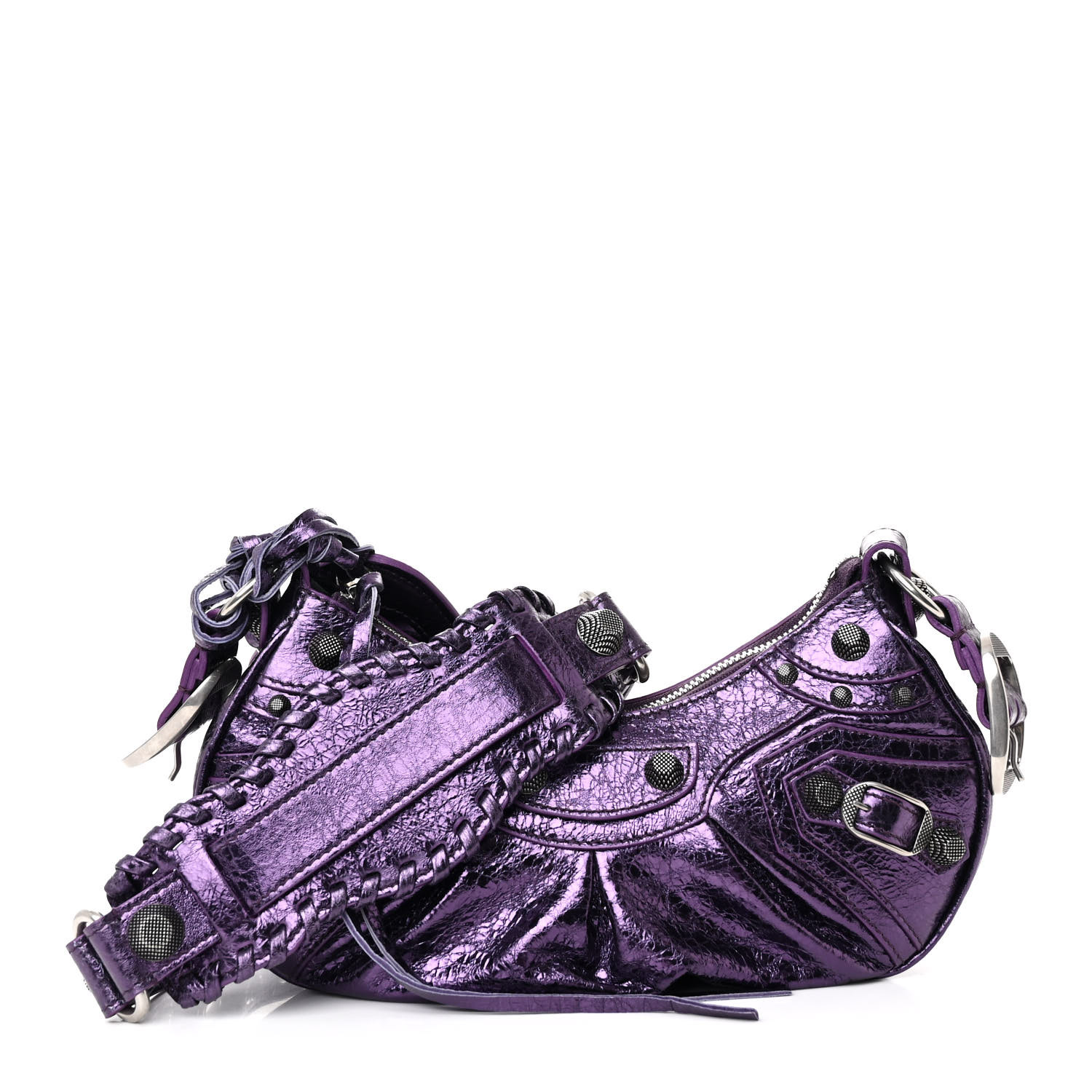 BALENCIAGA Metallic Agneau Arena Le Cagole Shoulder Bag XS