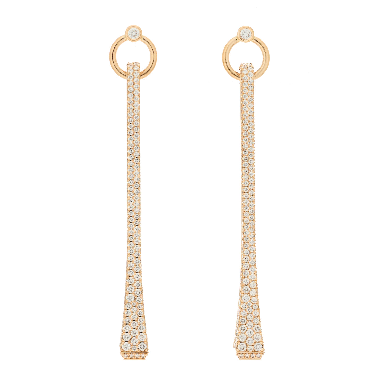 HERMES 18K Rose Gold Diamond Clou De Forge Drop Earrings