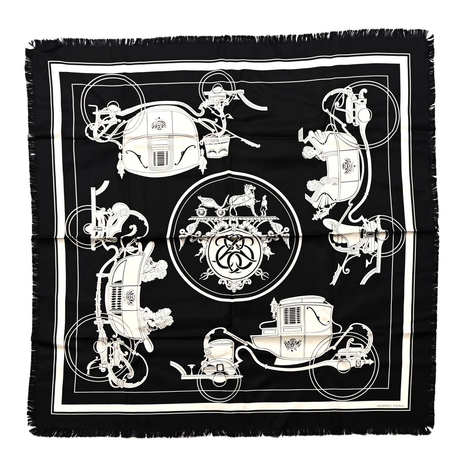 高級感☆シルク製スカーフ【HERMES】Ex-Libris fringed scarf 80 高級感☆シルク製スカーフ【HERMES】Ex-Libris fringed scarf 80