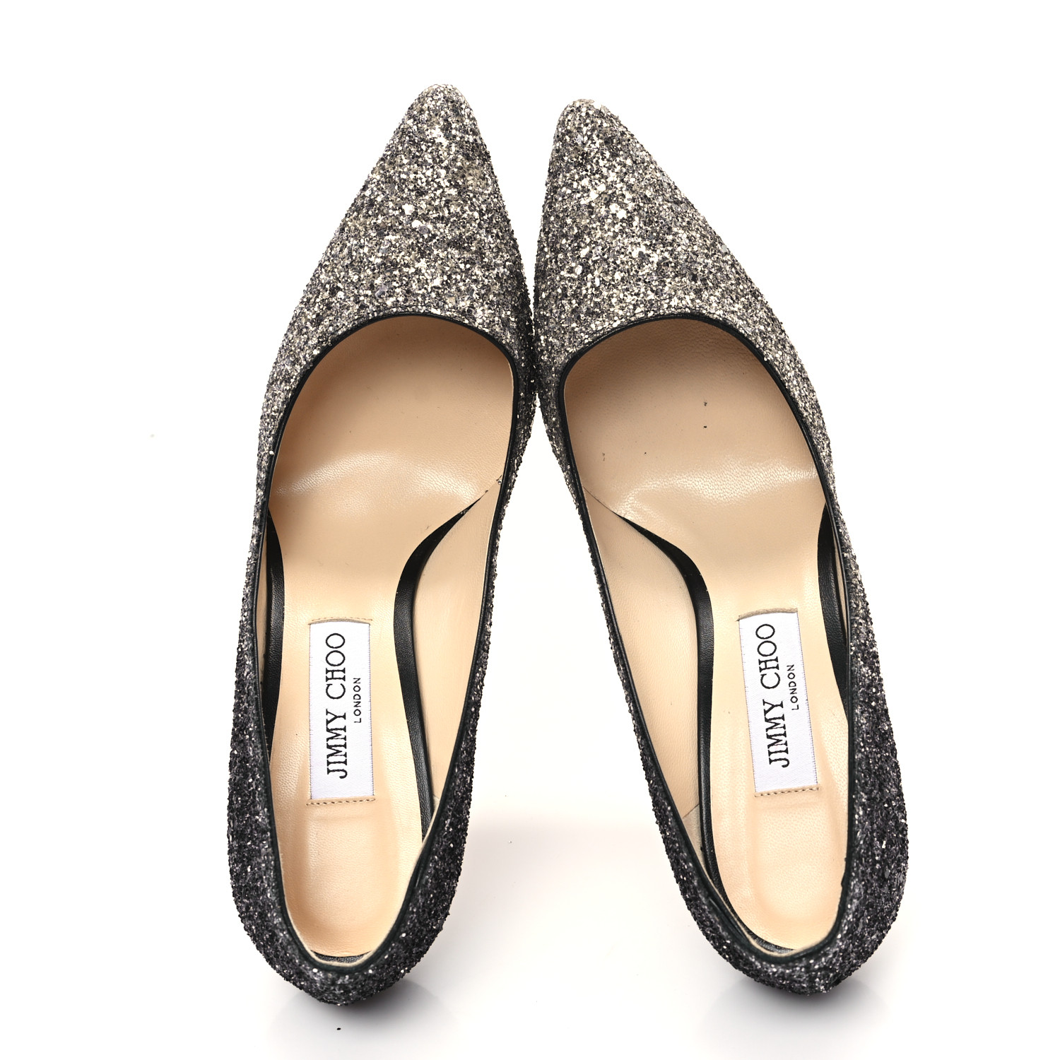 JIMMY CHOO Coarse Glitter Degrade Pointy Toe Romy 100 Pumps