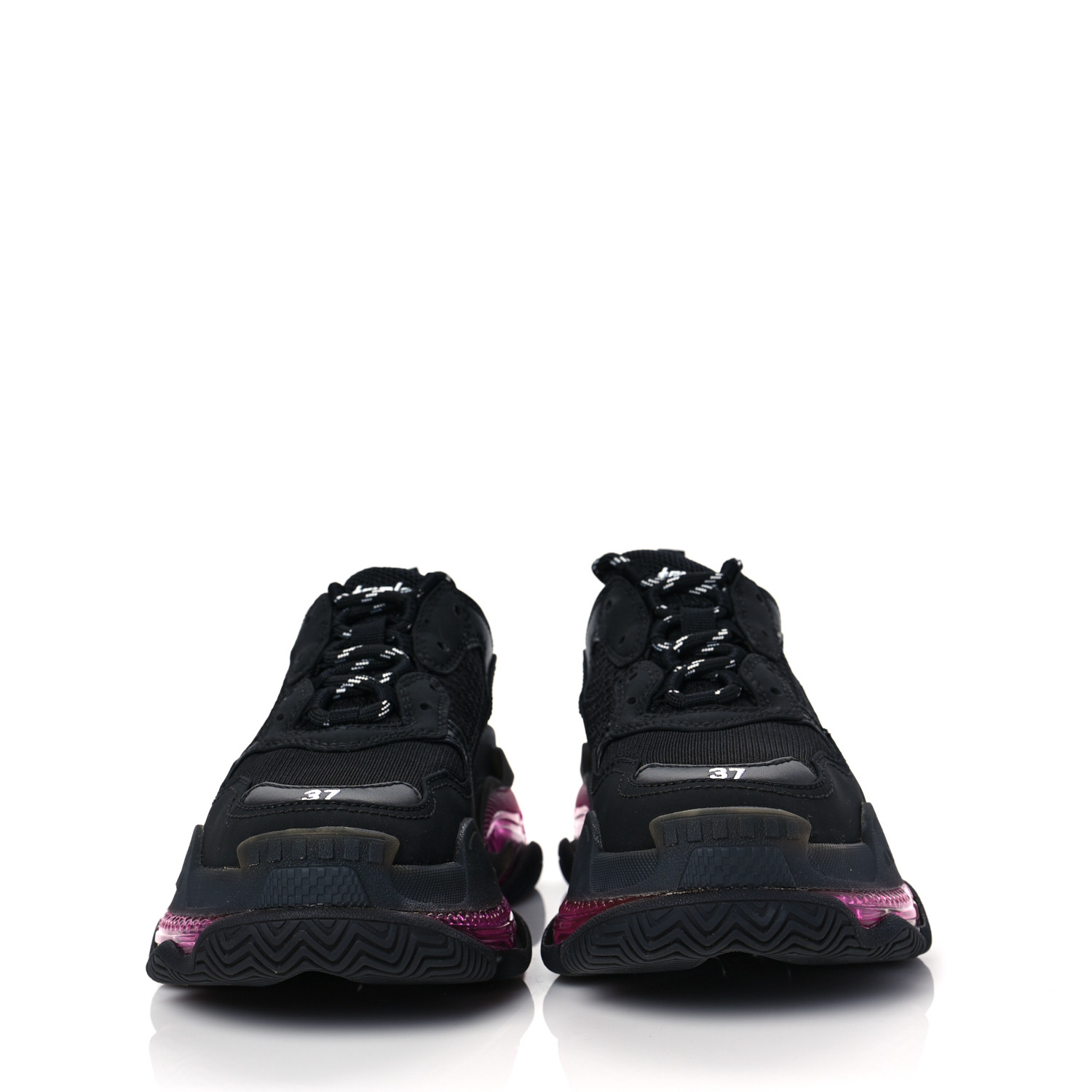 BALENCIAGA Fabric Mesh Clear Sole Womens Triple S Sneakers