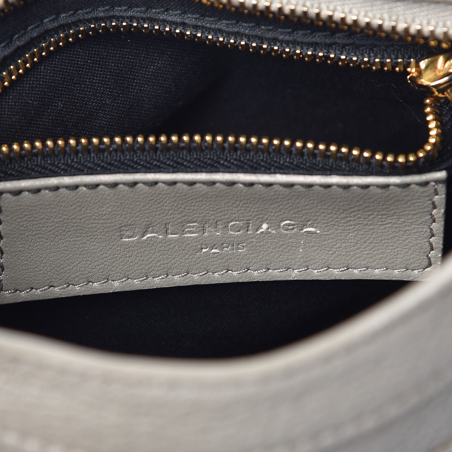 BALENCIAGA Chevre Gold Metallic Edge Hardware Mini City Gris