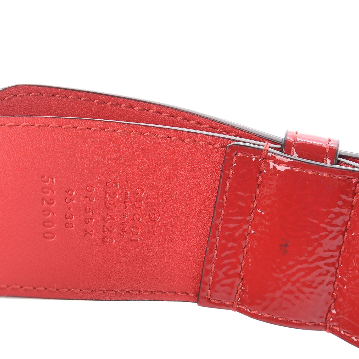 GUCCI Patent Rubber Game Patch Logo Belt Bag 95 38 Hibiscus