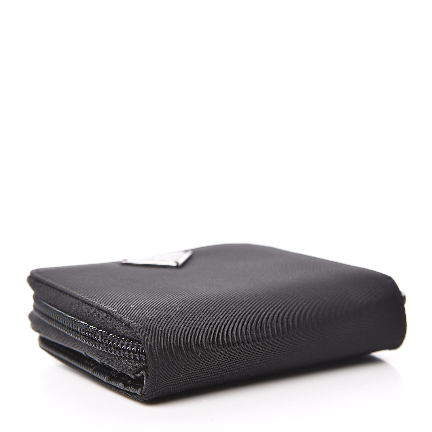 PRADA Tessuto Nylon Compact Zip Around Wallet Black 471132