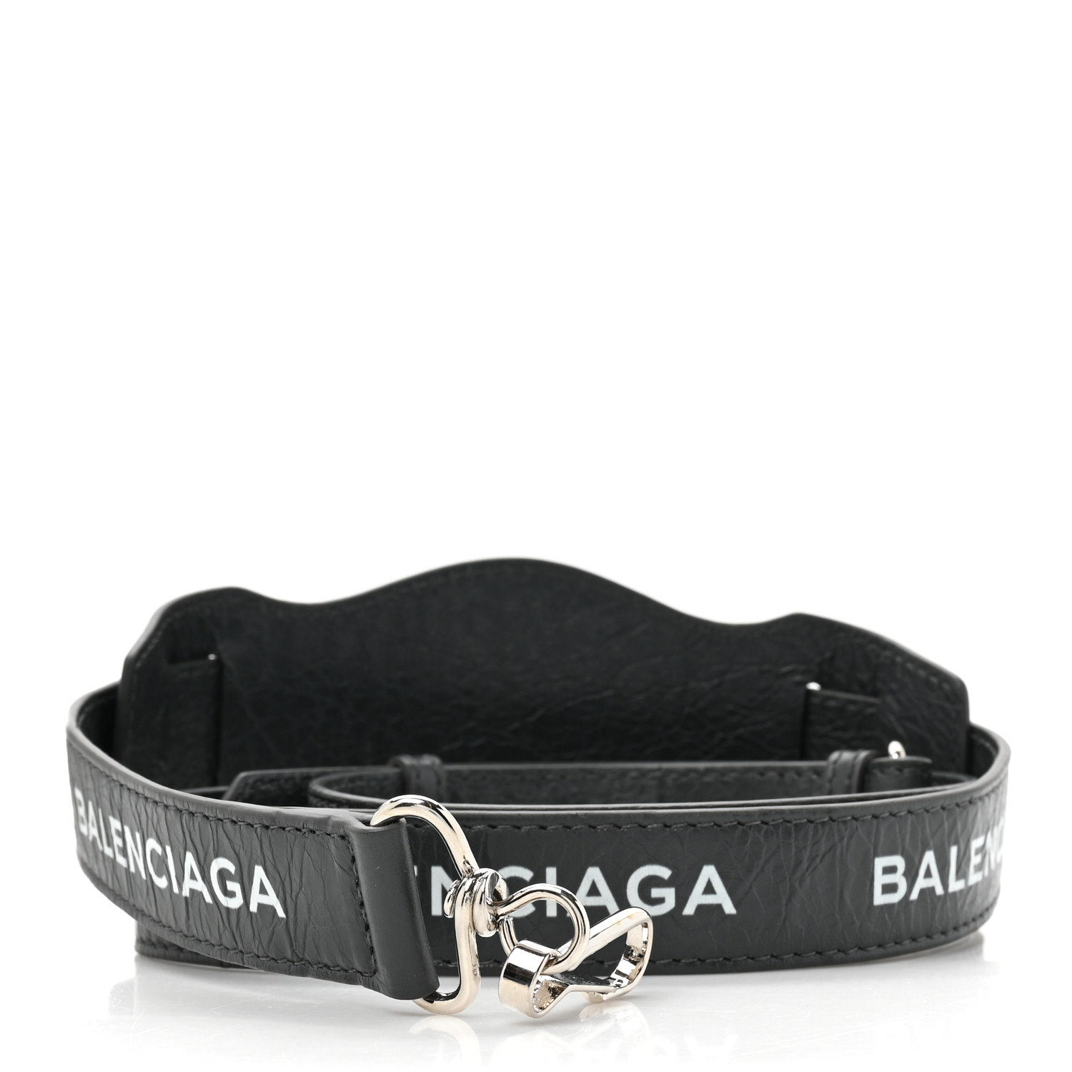 BALENCIAGA 黒レザーベルト ブラック レザーベルト クリスタル付き クロコ風 | BALENCIAGA
