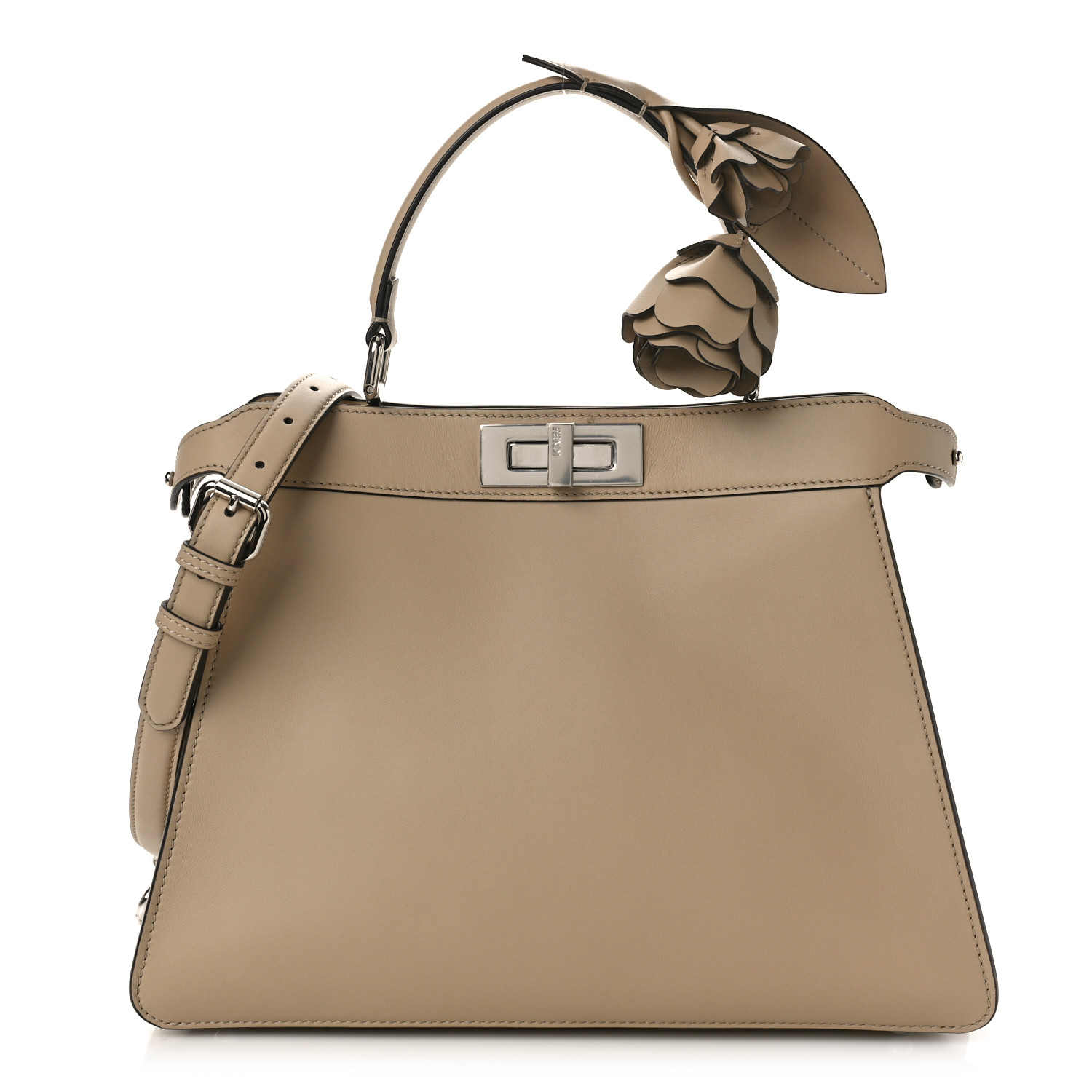 FENDI Vitello Seta Shiny Nappa Plexiglass Medium Peekaboo I