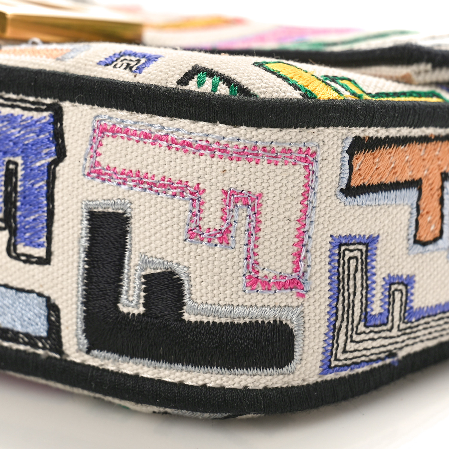 FENDI Canvas Vitello Seta FF Embroidered Chinese Valentines