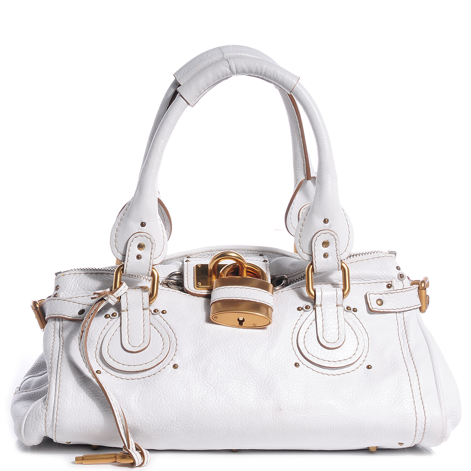 CHLOE Leather Medium Paddington White 71298 | FASHIONPHILE