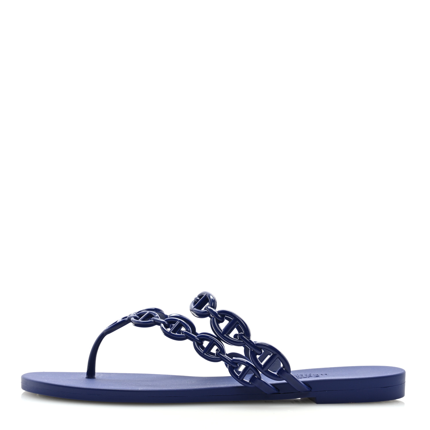 HERMES Rubber Chaine d'Ancre Island Sandals 37 Bleu Smalt