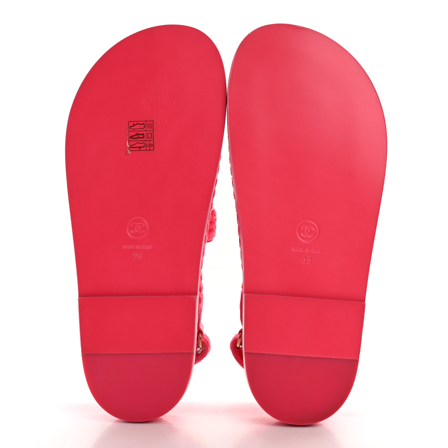 CHANEL Knit Fabric Velcro Dad Sandals 39 Pink 1616947