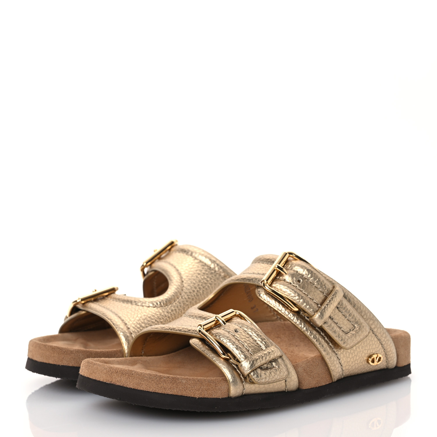 VALENTINO GARAVANI Metallic Nappa Anywear Slide Sandals 37