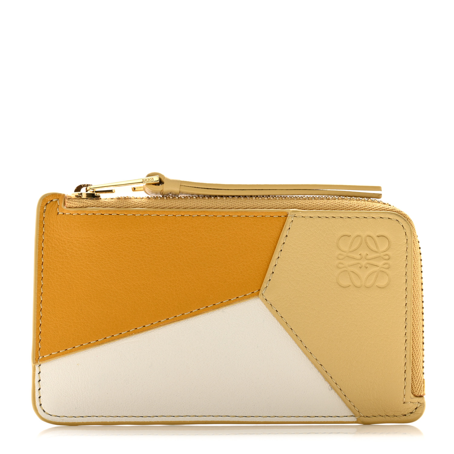 [Loewe] Puzzle Coin Card Holder - Worm ☆送料込☆ LOEWE Calfskin Puzzle Colorblock Coin Card Holder Asphalt