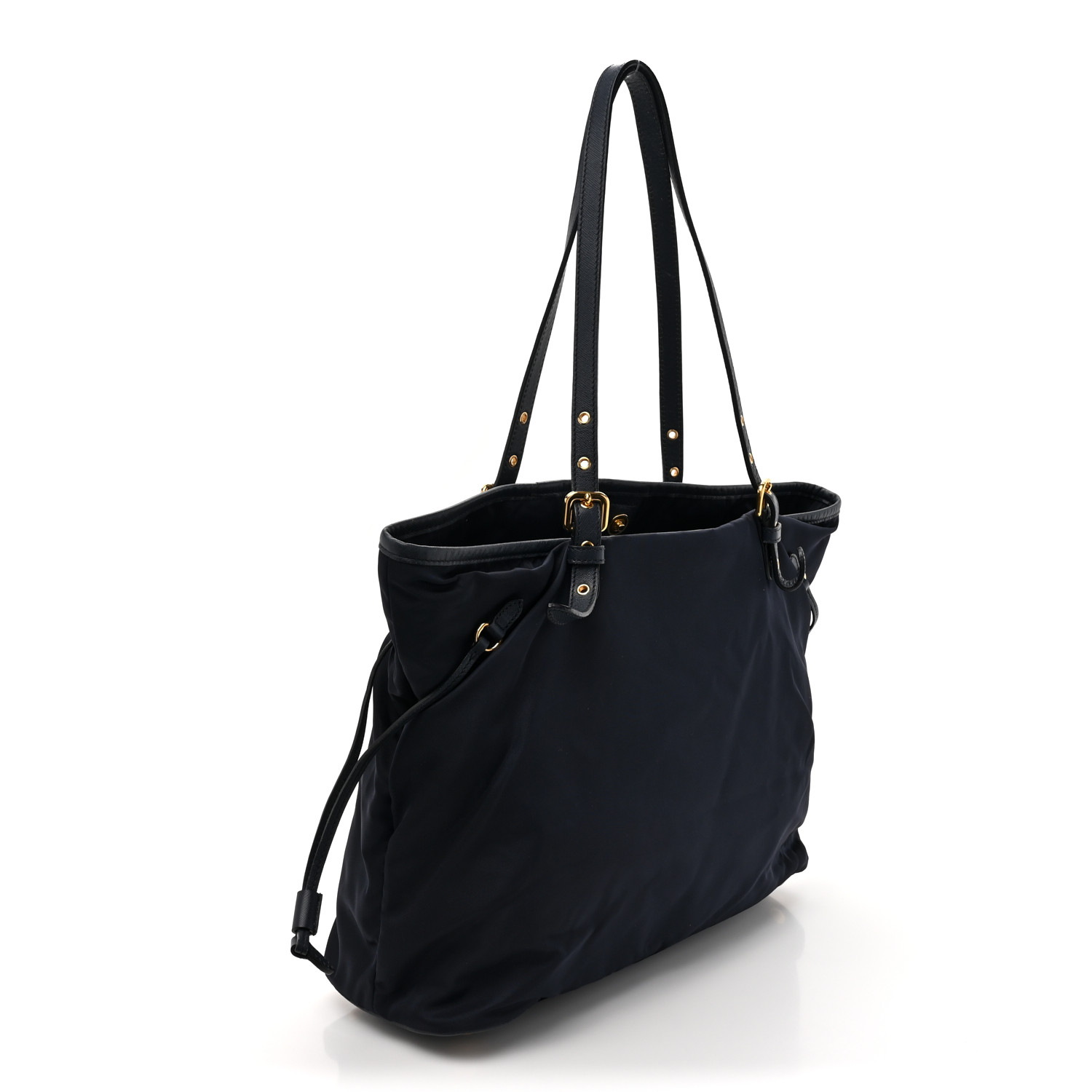 PRADA Tessuto Nylon Saffiano Metal Shopping Tote Navy