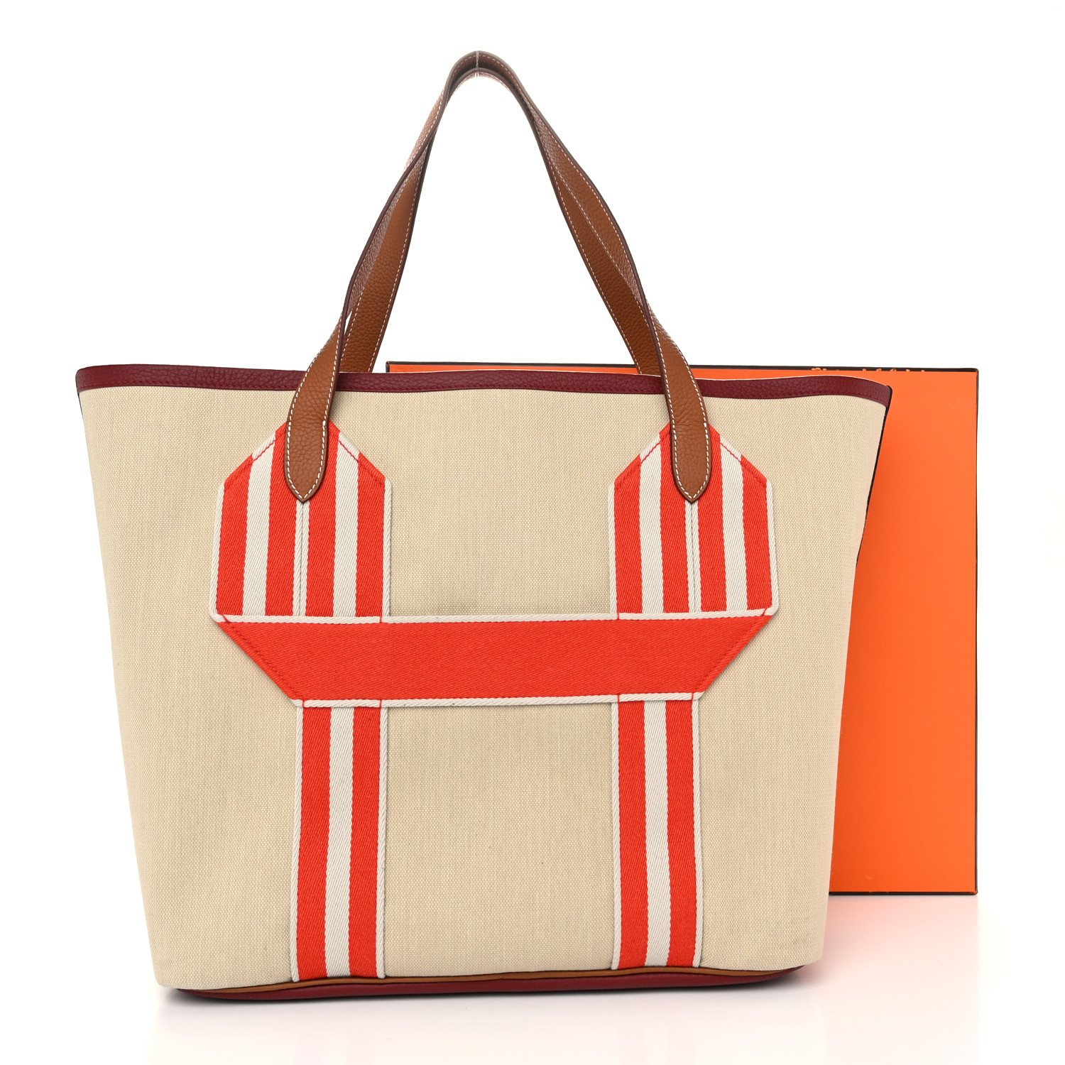 HERMES Canvas Taurillon Clemence Pursangle Tote Beton Gold
