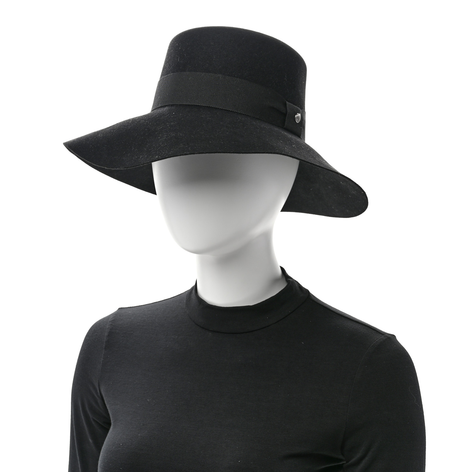 HERMES Rabbit Felt Farrah Clou de Selle Hat 56 Black 1620021