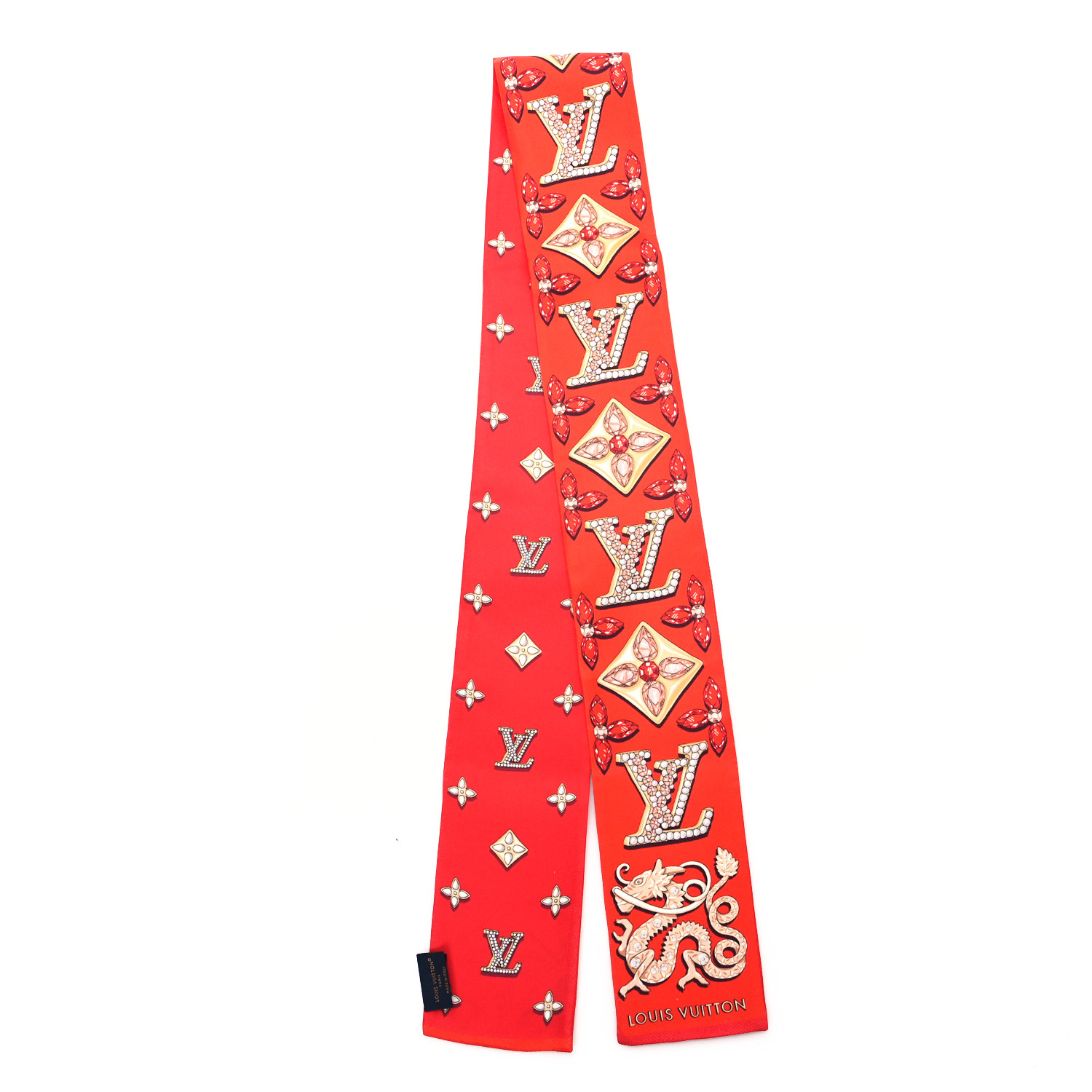 LOUIS VUITTON Silk Monogram Precious Dragon Bandeau Rouge