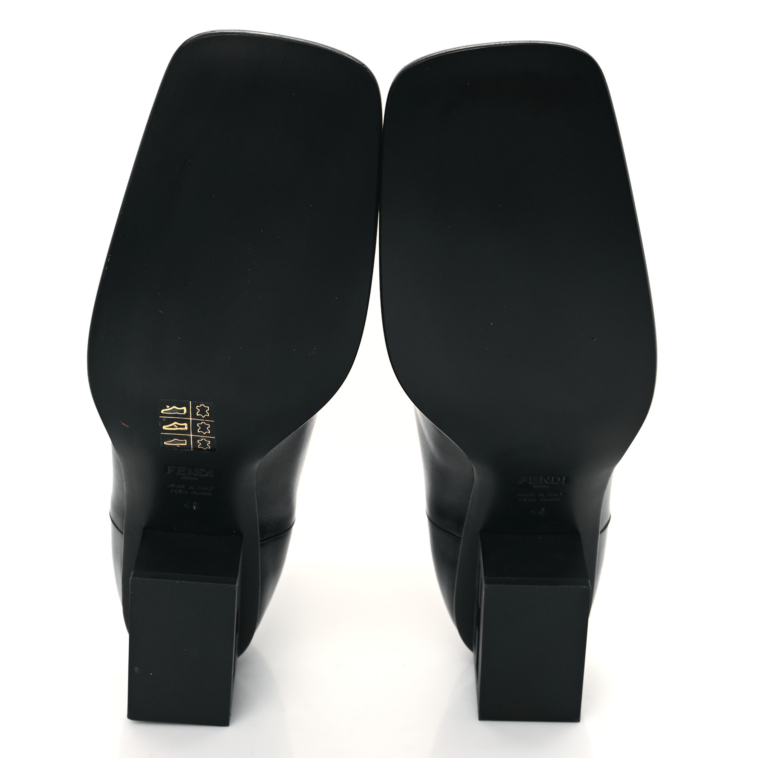 FENDI Vitello Nappa FF Cutout Baguette 45mm Ankle Boots 40