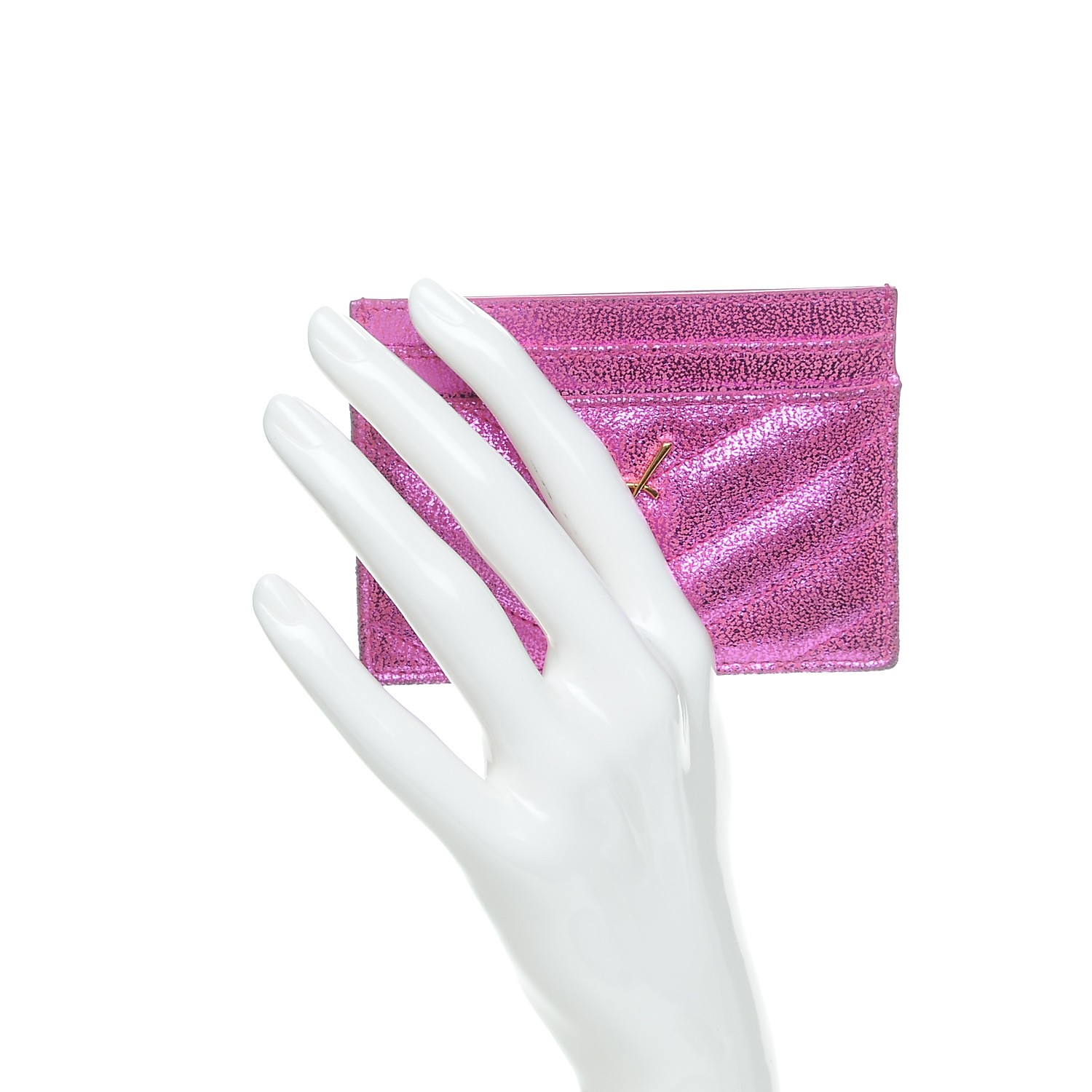 SAINT LAURENT Metallic Crackled Calfskin Matelasse Chevron